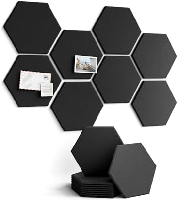 Fluxynara 8-Pack Hexagon Felt Bulletin Board Tiles, Black-1 by FLUXYNARA