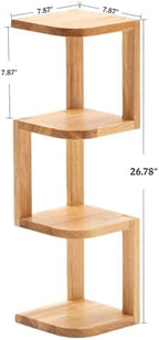 Corner Shelf Stand Desk Organizer,26.8" H Rubberwood Brown Rack for Small Spaces, Bedroom,Home Office,Kitchen,Bathroom (Natural, 4 Tier) - Image 3