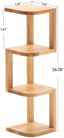 Corner Shelf Stand Desk Organizer,26.8" H Rubberwood Brown Rack for Small Spaces, Bedroom,Home Office,Kitchen,Bathroom (Natural, 4 Tier) - Image 3