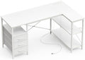 Huuger L Shaped Office Desk with Power Outlets & 3 Drawers by Huuger