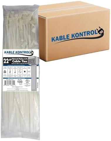 Kable Kontrol Cable Zip Ties, 22 Inch 1000 Pcs HD 250lbs Test Natural White by KABLEKONTROL%C2%AE