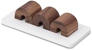 OAKYWOOD Magnetic Cable Holder Charging Cable Clips Desk Cord Organizer 9.6x4.8x2.2 cm Walnut Wood with White Steel Base - Image 2