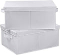 HOONEX Storage Bins with Lids for Organizing, Pack of 2, Storage Boxes with 2 Carrying Handles and Sturdy Heavy Cardboard, 16.5" L x 11.8" W x 7.5" H for Shoes, Books, Clothes, Nursery, White by HOONEX
