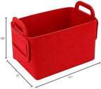 Minoisome Storage Basket Felt Storage Bin Collapsible& Convenient Box Organizer with Carry Handles for Office Bedroom Closet Babies Nursery Toys Laundry (Red, 15.7inch（L）×11inch（W）×10inch（H）) - Image 7