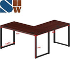 SHW 55 x 60 Commercial-Grade L-Shape Corner Office Computer Desk, Cherry - Image 3