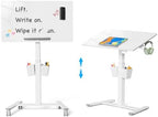 35" Glass Mobile Standing Desk, Foldable Desktop for Storage by JYLHJOYSEEKER