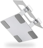 Amazon Basics Sturdy and Portable Ergonomic Laptop Stand for Desk, Height Adjustable Riser with Ventilated Cooling, Foldable, Fits all Laptops up to 15.6 Inch, Silver - Image 4