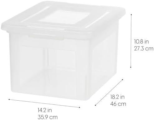 IRIS USA 8 Pack File Box, Plastic Document Organizer with Lid, 35 Qt, Clear - Image 4