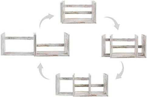 MyGift Rustic Expandable Whitewashed Wood Desktop Bookshelf/Adjustable Tabletop Book Holder Organizer Rack - Image 4