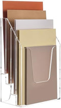 YUXUN Vertical Triple File Folder Holder Organizer,Acrylic File Organizer, File Sorter Clear Crystal by AcrylicBusinessCardHold