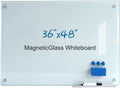 Magnetic Glass Whiteboard 48"x36" Glass Dry Erase Board Frameless Wall Mounted White Board for Writing Glassboard for Office School Home Shop by Gooderboard