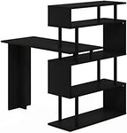Furinno Classic Desk, 40" Wide L-Shape Gaming Desk, Computer Desk, Writing Desk with 5-Tier S-Shaped Side Shelves for Home Office, Study Room, Dorm, Bedroom, Americano - Image 7