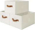 StorageWorks Closet Storage Bins with PU Handles, Beige, Large by StorageWorks