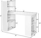 Tangkula White Computer Desk with Bookshelf, Writing Study Desk with Storage Shelves & CPU Stand, Modern Compact Computer Workstation for Home & Office, Space-Saving Design - Image 2