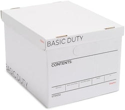 Staples Storage & Filing Box, Basic-Duty with Handles & Removeable Lid, Letter & Legal Size Documents, Stackable, 20-Pack, White/Black by Staples