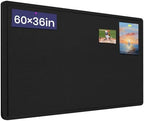 Large Bulletin Board 60" x 36" Felt Cork Board - Decor Pin Board, Black by Hrrtyueg