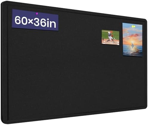 Large Bulletin Board 60" x 36" Felt Cork Board - Decor Pin Board, Black by Hrrtyueg