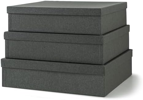 Soul & Lane - Black Kraft Decorative Storage Boxes with Lids, Set of 3 by SoulLane