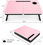 BUYIFY 23.4" Foldable Lap Desk Bed Table with Cup Holder Portable Tray - Image 2