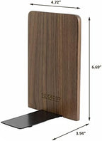 Large Bookend Hold Heavy Books-7x4x5in 3 Pack Non-Skid Wood Bookends Walnut - Image 6