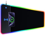 RGB Gaming Mouse Pad with 15W Wireless Charging, Extra Large LED Mousepad with 14 Light Modes, XXL Mouse Mat, Ergonomic Computer Mouse Pad with Non-Slip Rubber Base for Laptop, Gifts for Gamer/Men by YIGSSE