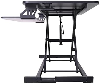Rocelco Sit/Stand Desk Riser - 33 lb Load Capacity - 21.3" Height x 43" Width x 20.5" Depth - Desktop, Desk - Black - For Monitor, Notebook, Keyboard - Keyboard Tray, Ergonomic, Grommet, Cable - Image 6