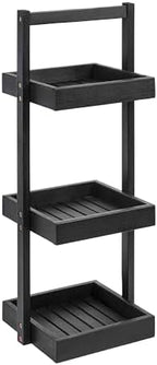 happimess Tilly 30" 3-Tier Acacia Freestanding Shower Caddy, Black by Happimess