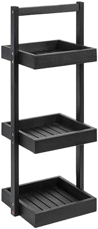 happimess Tilly 30" 3-Tier Acacia Freestanding Shower Caddy, Black by Happimess