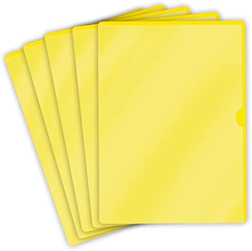 Yellow Vinyl Folders, Heavy Duty Plastic Folders with Clear Front Pocket, Doctor Stuff, Letter Size L-Type Document Holder for Home, Office and Medical, Pack of 100 by DoctorStuff