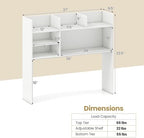 Tangkula Desktop Bookshelf for Computer Up to 32”, 37” Countertop Storage Hutch with 6 Storage Shelves, 3-Tier Desktop Organizer Display Rack, Wooden Desk Hutch for Dorm Home Office (White) - Image 2
