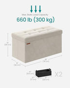 SONGMICS Storage Ottoman Bench, 30 Inches Velvet Foldable Foot Rest - Image 2
