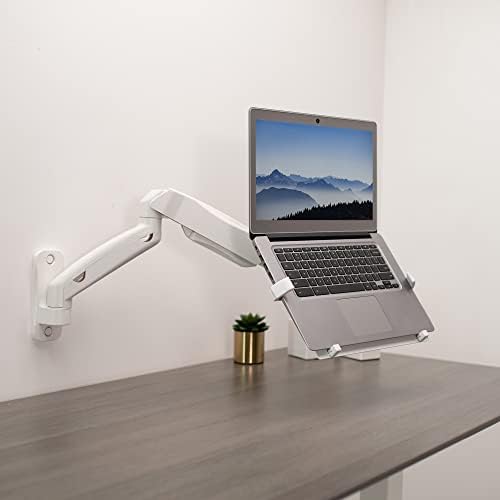VIVO Height Adjustable Pneumatic Extended Arm Laptop Wall Mount, Full Motion Articulating Notebook Tray, Fits 10 to 15.6 inch Screen, White, MOUNT-V001GLW - Image 2