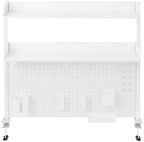 Clamp-On Pegboard Desk Organizer, 2-Tier Clamp On Desk Shelf with Hooks, Office Accessory Organizer for Books, Office Supplies & DIY Storage, 16.5lbs Capacity, 39.37" x 37.4", White - Image 5