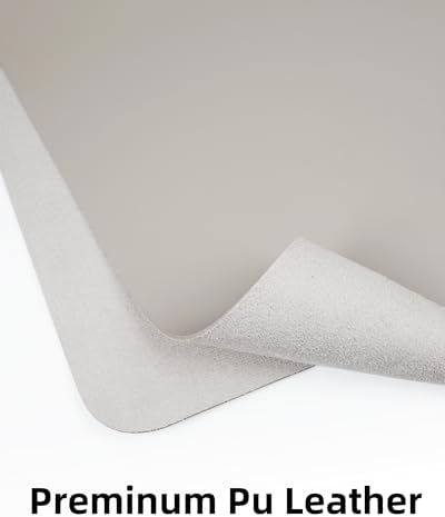 Leather Desk Pad Protector,Mouse Pad,Office Desk Mat, Non-Slip PU Leather Desk Blotter,Large Desk mat,Waterproof Keyboard mat for Office/Home/Decor (Light Grey,48" x 24") - Image 2