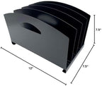 Huron Desktop File Organizer Vertical 4 Slot w/Handles, Black Steel - Image 5