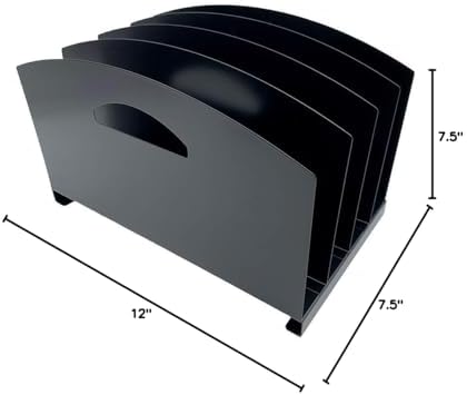 Huron Desktop File Organizer Vertical 4 Slot w/Handles, Black Steel - Image 5