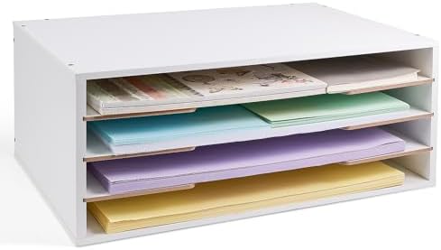 Yumkfoi 12x18 Construction Paper Organizer, 4-Tiers Paper Storage Shelf by Yumkfoi