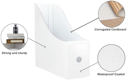 Limitliho 24 Pack White&Black Cardboard Magazine Holder for Desk or Shelves - Image 4