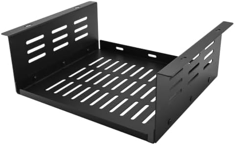 Under Desk Storage Shelf, 12"x11" Vented Steel Desk Add-On Tray for Small Form Factor SFF Computers Laptop, Compatible with PlayStation 4 PS4 Pro PS4 Slim by Patioer