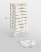 VASAGLE Rolling Cart with Drawers, Craft Organizers and Storage, White - Image 3