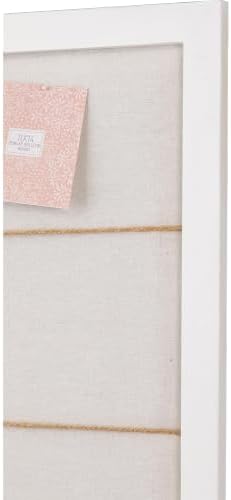 SOFE Large White Linen Bulletin Board, 28 x 32 Wood Framed Memo Board - Image 5