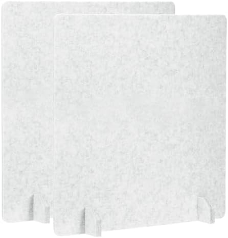 PATIKIL Desk Dividers 24" x 24", 2 Pack Desk Privacy Panel Freestanding Noise Reducing Partition Acoustic Panel with 4Pcs Support Feet for Testing Office Home Library, Light Gray Style C by PATIKIL