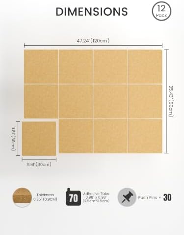 Bumusty 48" x 36" Large Cork Board Alternative, Mustard Yellow - Image 2