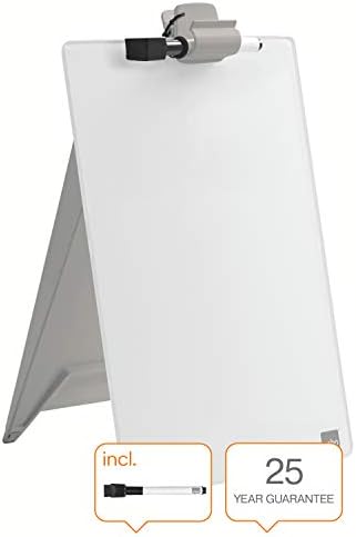 Nobo Glass Dry Wipe Personal Desktop Easel Whiteboard, 21.6 x 29.7 x 3 cm, Brilliant White, 1905173 - Image 2