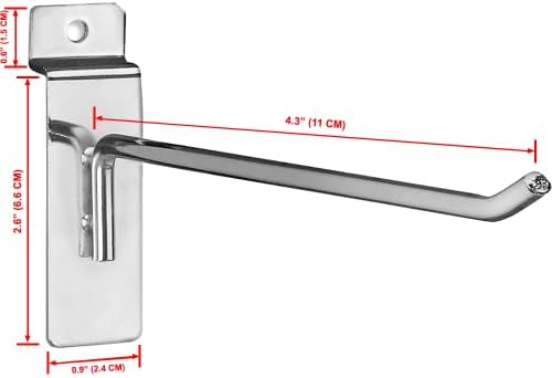 FactorDuty Slatwall Hooks 50PC 4 inch Extra Heavy Duty 25lb Capacity Pegboard Gridwall Display Hook for Retail Silver - Image 3