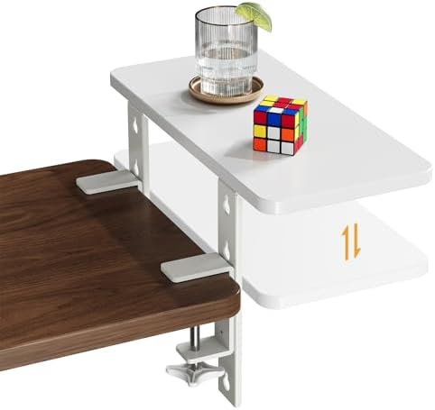 3 in 1 Clamp-on Desk Extender Shelf, 15.7×7.5 Inch, White by JYLHJOYSEEKER