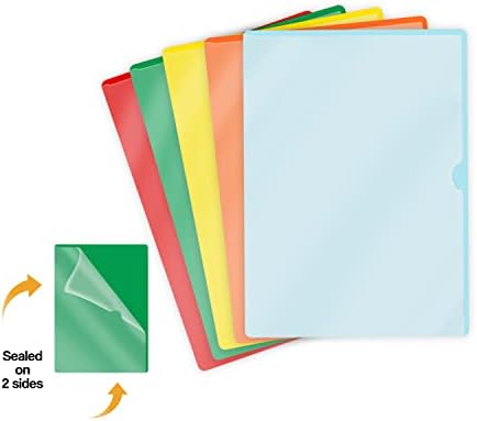 Assorted Color Vinyl Folders, Heavy Duty Plastic Folders with Clear Front Pocket, Doctor Stuff, Letter Size L-Type Document Holder for Home, Office and Medical, Pack of 50 - Image 2