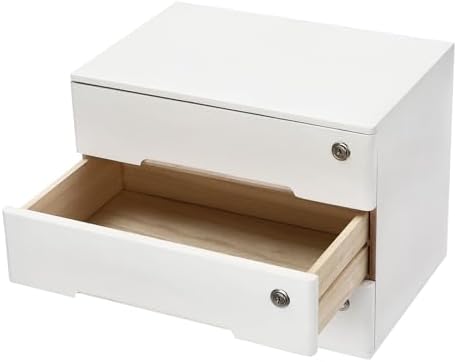 Wooden Desk Organizer with Lockable Drawers, 3-Tier Countertop Storage Cabinet File Cabinet Jewelry Organizer Home Office Supplies Organization Unit (White-3 Lock) - Image 6
