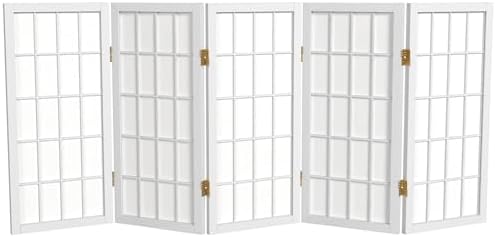 2 ft. Short Desktop Window Pane Shoji Screen - White - 5 Panels by RedLantern