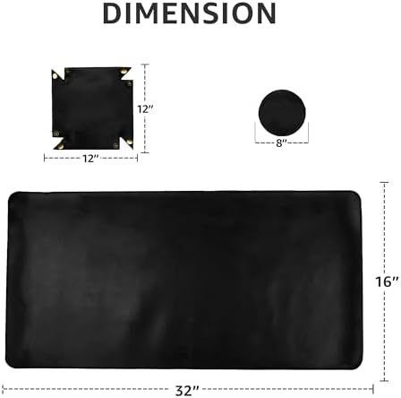 LEATHER VILLAGE Real Leather Desk Pad 3mm Thick Double Layer Desk Mat Black. - Image 2